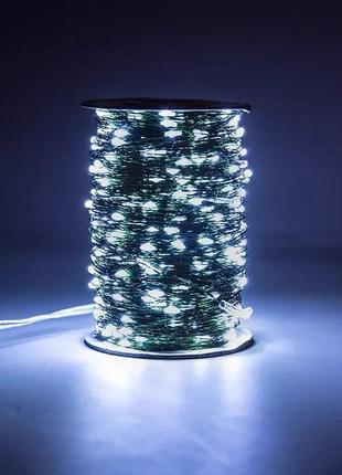 Светодиодная новогодняя гирлянда роса 50м 500led водостойкая (ip44) холодный белый свет, с пультом, 8 реж5 фото
