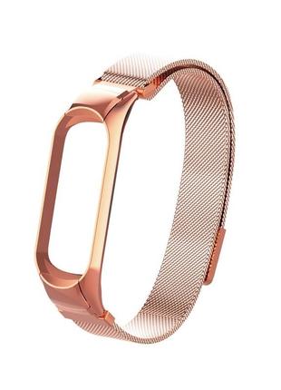 Ремешок для фитнес браслета xiaomi mi band 5 и 6 milanese design rose gold1 фото