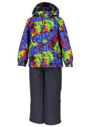 Комплект демісезонний для хлопчиків (куртки + напівкомбінезон) huppa yoko синій\принт 41190014-82235