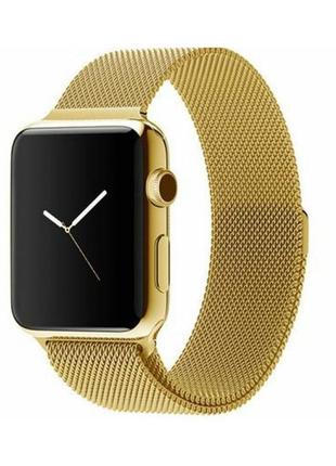 Ремешок для часов milanese loop steel bracelet apple watch, 42-44 мм. gold