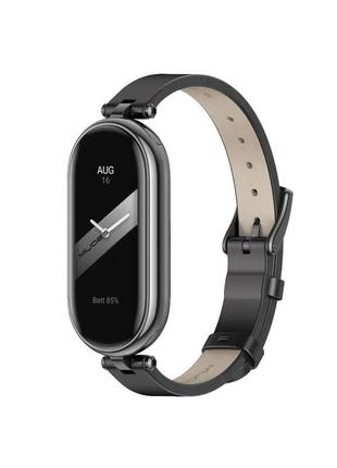 Кожаный ремешок для фитнес браслета xiaomi mi band 8 type a черный