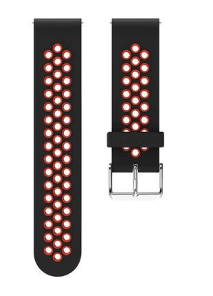 Ремешок силиконовый для часов 20 мм nike design черный с красным2 фото