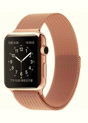 Ремешок для часов milanese loop steel bracelet apple watch, 42-44 мм. розовое золото