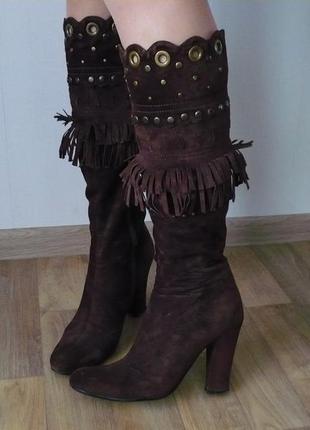 Сапоги замшевые коричневые