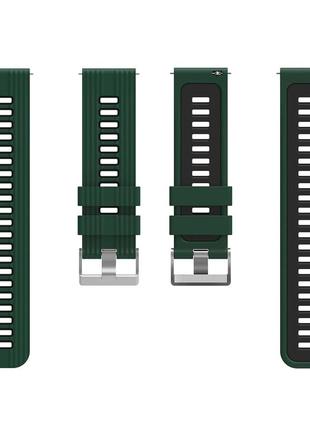 Ремешок силиконовый для часов 22 мм gt3 зеленый с черным5 фото