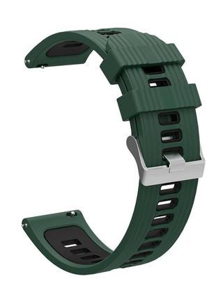 Ремешок силиконовый для часов 22 мм gt3 зеленый с черным1 фото