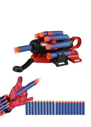 Детская игрушка бластер человек-паук стреляющий резиновыми пулями spider launch...