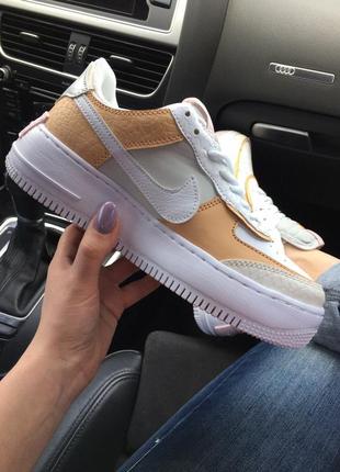 Кросівки кеди nike air force 1 low shadow  beige кроссовки кеды1 фото