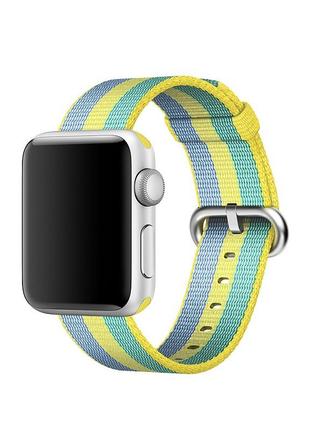 Ремінець для годинника apple watch 42 мм 44 мм нейлоновий з пряжкою, blue-yellow-green