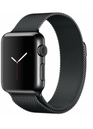 Ремешок для часов milanese loop steel bracelet apple watch, 42-44 мм. black