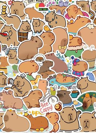 Водостойкие наклейки свинка капибара 10 шт - стикеры для оклеивания. стикербомбинг