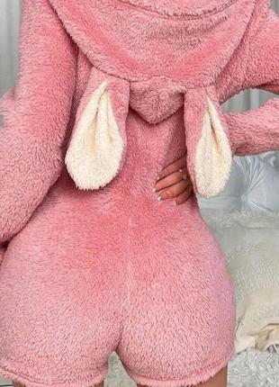 Пижама женская махра зайчик комбенізон короткий2 фото