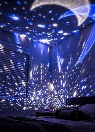 Дитячий обертовий нічник проектор зоряного неба star master лампа-світильник світлодіодний led нічник7 фото