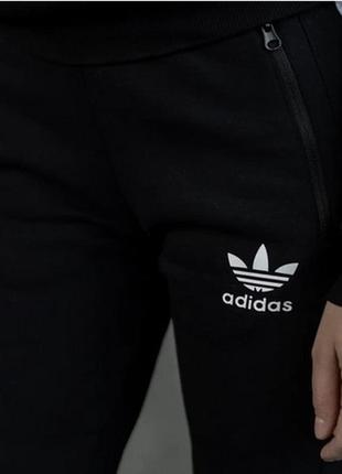 Стильный мужской костюм adidas утепленный черный с шапкой9 фото