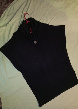 Трикотажной вязки свитер-туника с карманами и горлышком,denim vero moda5 фото