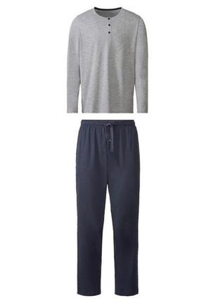 Мужская пижама (домашний костюм), размер l, цвет серый / синий