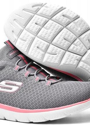 Потрясающие текстильные кроссовки американского бренда skechers summits gray/pink6 фото