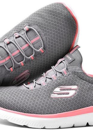 Потрясающие текстильные кроссовки американского бренда skechers summits gray/pink2 фото