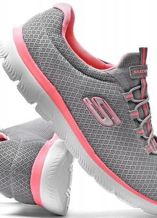 Потрясающие текстильные кроссовки американского бренда skechers summits gray/pink4 фото