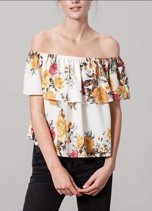 Блуза рубашка с открытыми плечами stradivarius