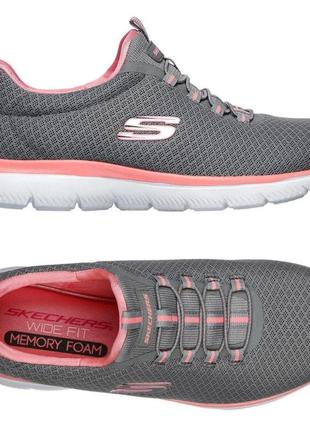 Потрясающие текстильные кроссовки американского бренда skechers summits gray/pink8 фото