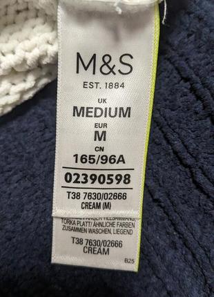 Шеніловий біло-синій светр під горло m&s collection #24546 фото