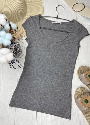 Серая хлопковая футболка zara xs футболка приталенная женская футболка зара