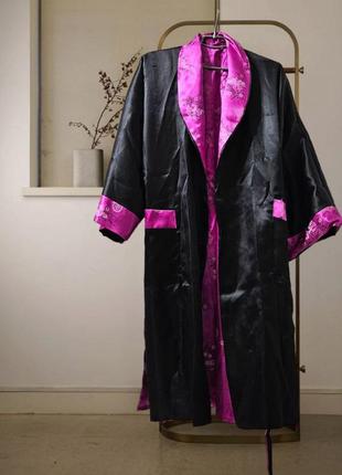 Двусторонний атласный халат-кимоно с вышивкой6 фото