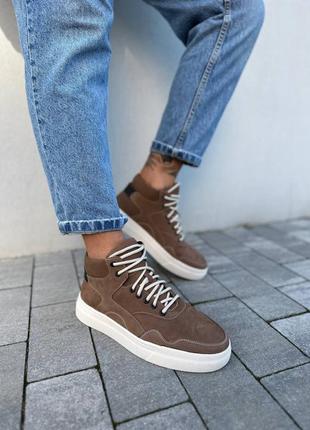 Ботинки мужские из нубука коричневые демисезонные