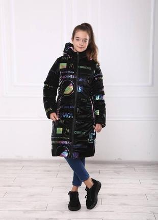 Зимняя куртка подростковая на девочку (р 140 146 152 158) модное пальто пуховик для подростков девушек - зима5 фото