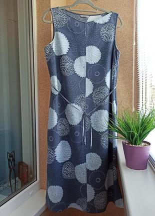 Красивое летнее платье миди прямого силуэта из натуральной ткани лен / котон2 фото