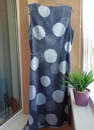 Красивое летнее платье миди прямого силуэта из натуральной ткани лен / котон4 фото