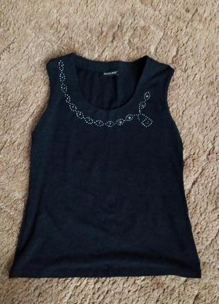 Кашемірова сіра майка зі стразами