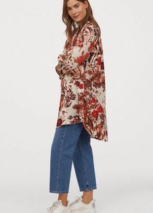 🌿удлиненная рубашка h&m в цветочный принт туника