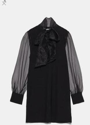 Zara чорна міні-сукня рукава з органзи4 фото