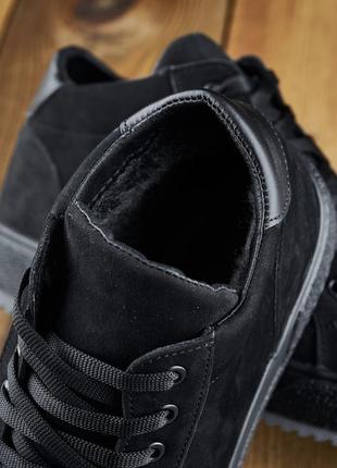 Чоловічі зимові черевики, колір чорний, натуральний нубук, зимние ботинки на меху5 фото
