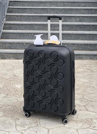 Качественный чемодан из полипропилен,модель 376,прорезиненный,надежная,колеса 360,кодовый замок,туреченя6 фото
