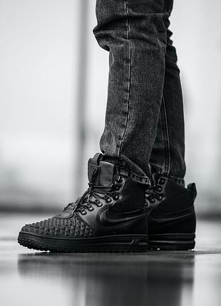 Чоловічі зимні кросівки найк форс чорні nike duckboot high black, кросівки зимові високі найк, мужские зимние кроссовки найк