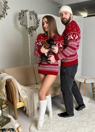 Новорічні светри з оленями парні новорічні светри