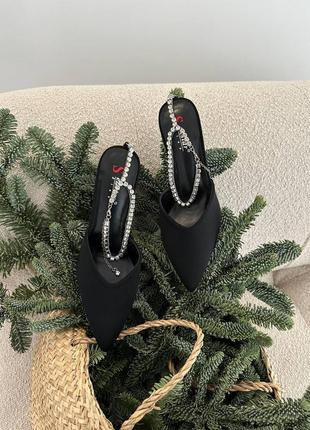 Праздничные нарядные черные женские туфли с камушками люрекс,на каблуках, сладожка,туфли для праздников3 фото