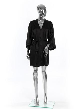 Шикарний халат з сатину чорного кольору