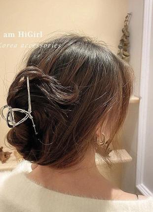 Металевий затискач для волосся, шпилька-краб класична елегантність1 фото