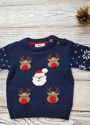 Нарядный теплый новогодний свитер, кофта для мальчика на 2-3 месяца c&a