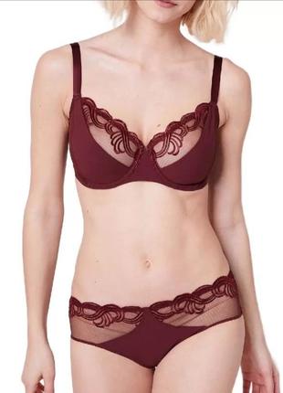 Комплект білизни simone perele surprenante винного кольору 80е/s, 75f/s, 75b/s, 70e/xs, 65d/xs