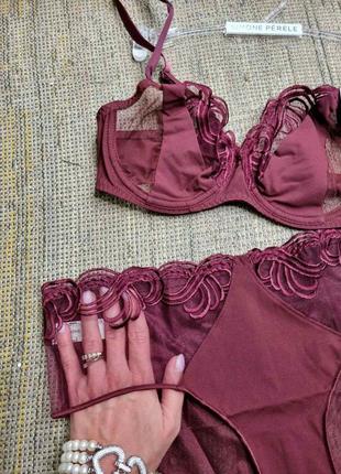 Комплект белья simone perele surprenante винного цвета  70e/xs, 65d/xs2 фото