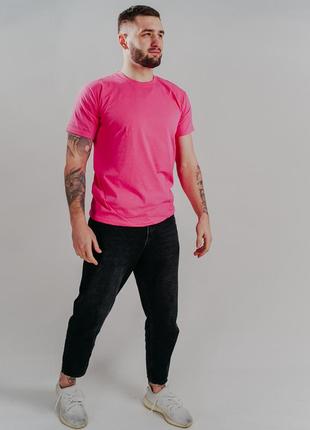 Чоловіча футболка однотонна бавовняна базова малинова2 фото