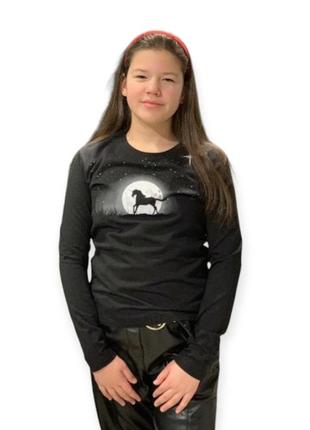 Лонгслів реглан для дівчини y-clu y14148 чорний 38, 40 (146,152 см)