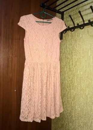 Сетевое платье бежевого цвета 44-464 фото