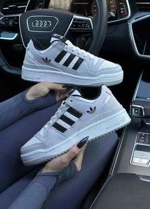 Жіночі кросівки adidas forum 84 low white gray black | адідас | весна, літо, осінь | шкіра | взуття