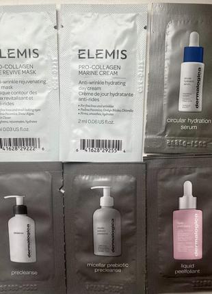 Dermalogica, elemis пробники очищення, сироватка, маска для очей